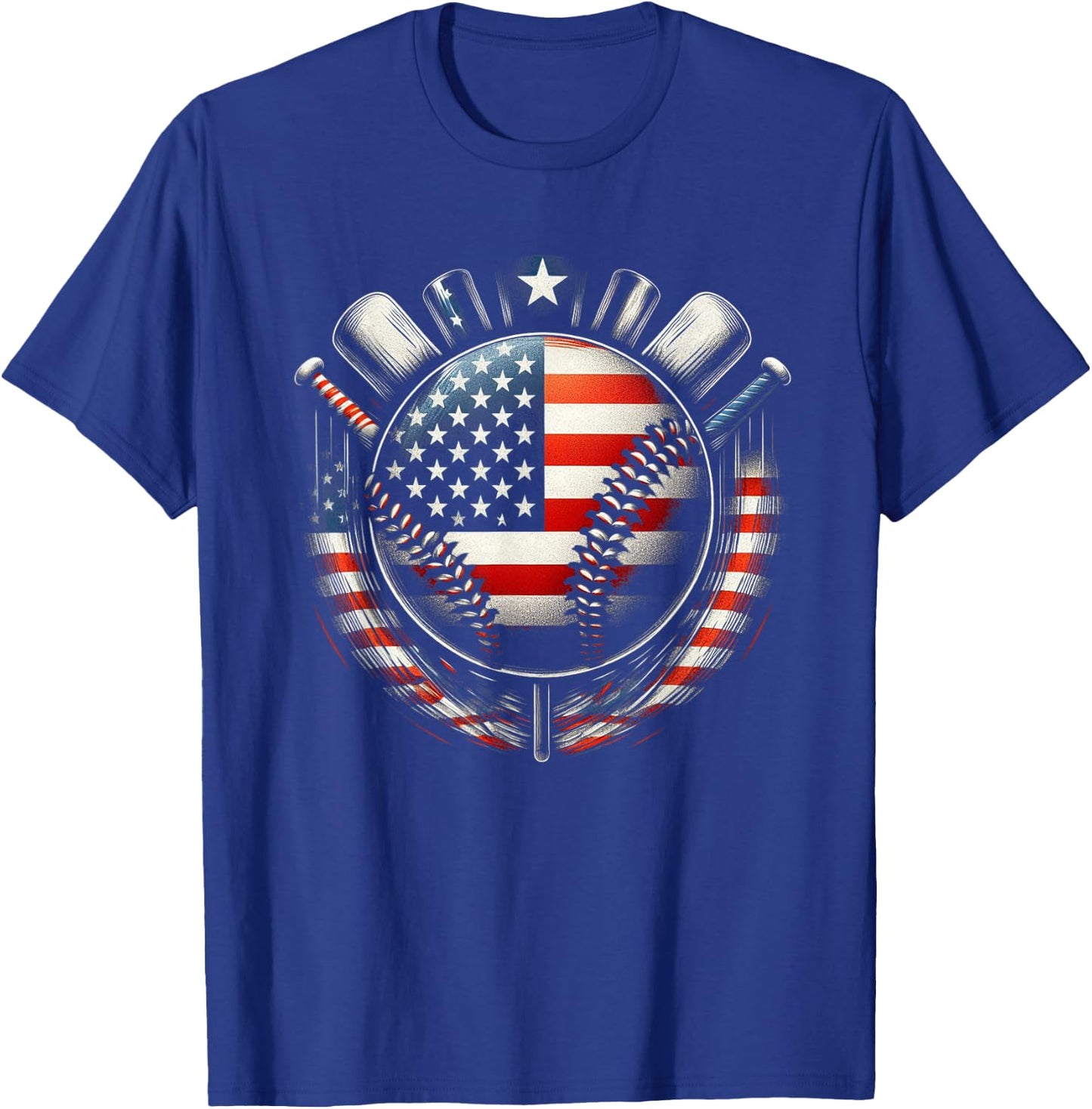 Baseball 4th Of July Men USA American Flag Boys Patriotic T-Shirt - T-Shirt | Royal