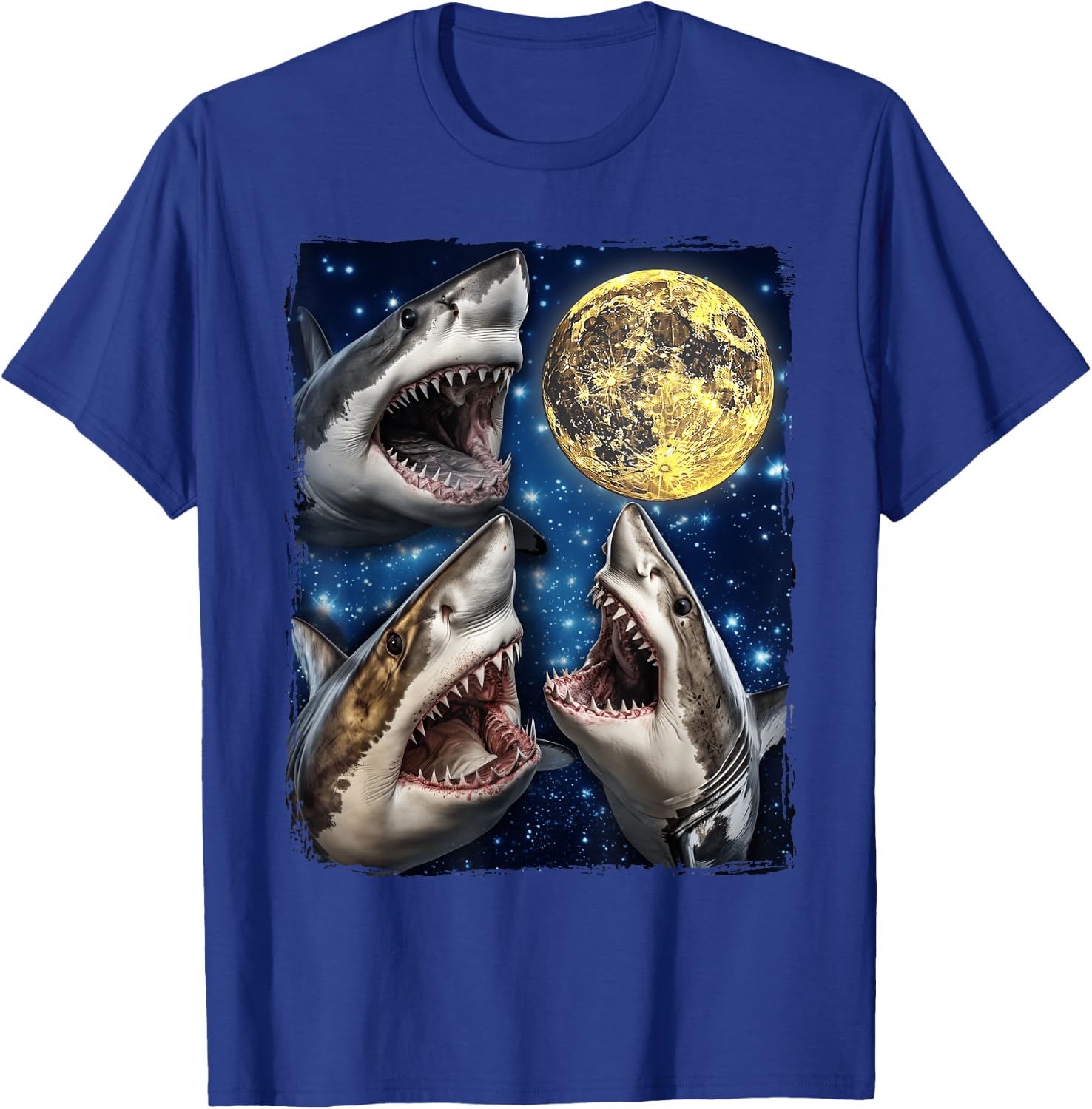 Sharks Howling At The Moon T-Shirt - T-Shirt | Royal