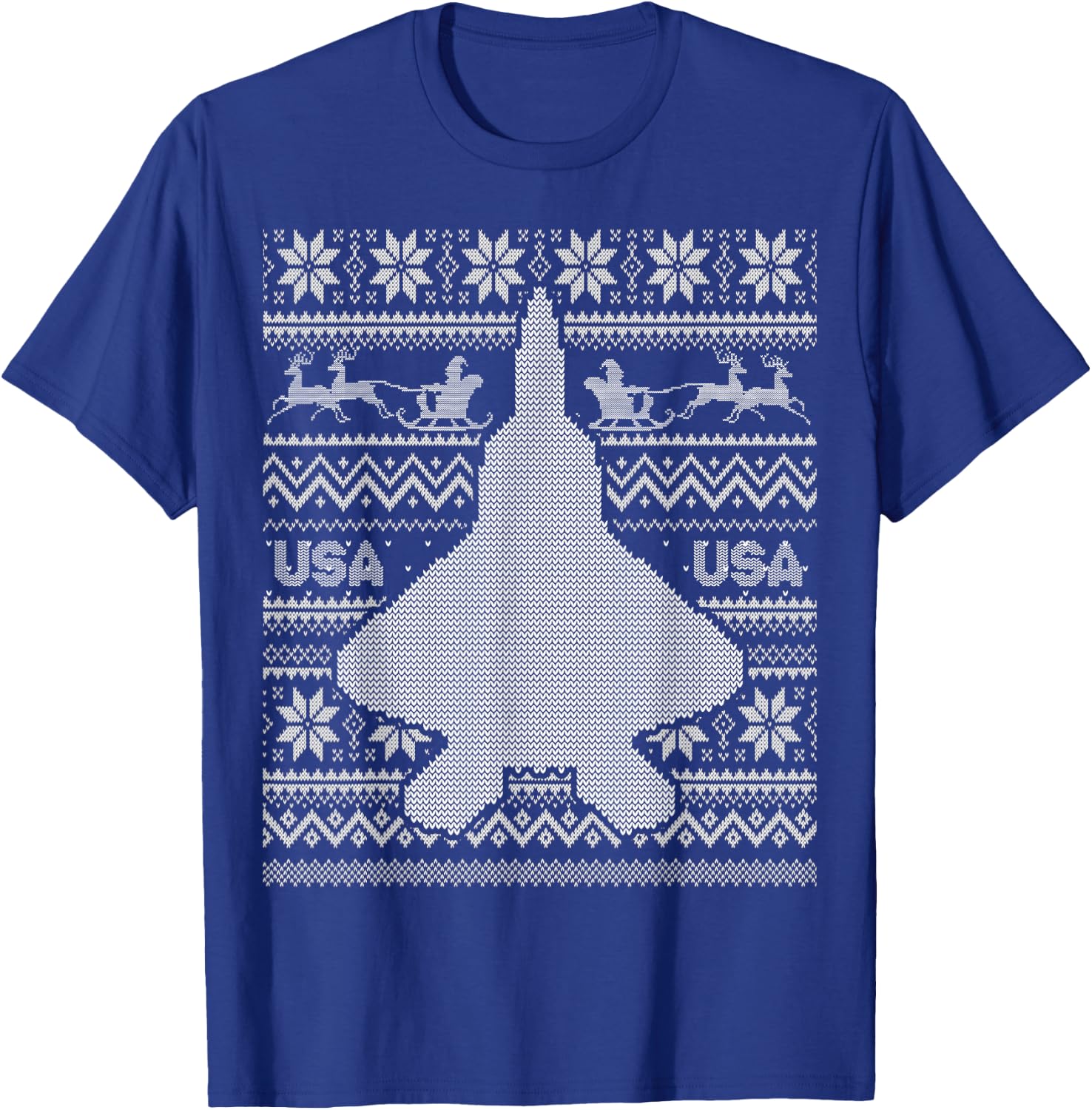 F 22 Raptor Ugly Christmas Sweater Style T-Shirt - T-Shirt | Royal