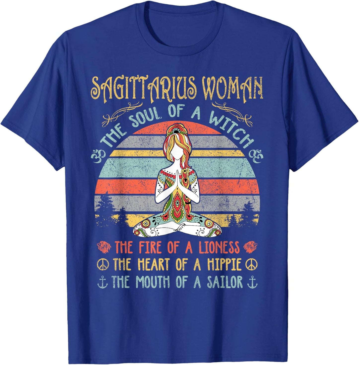 Sagittarius Woman The Soul Of A Witch Vintage Birthday T-Shirt - T-Shirt | Royal