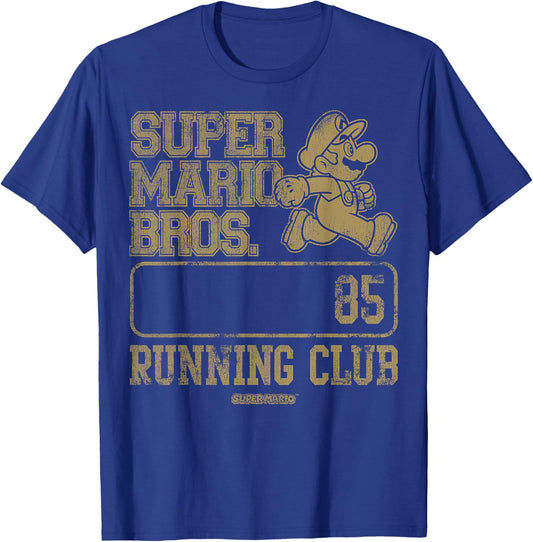 Super Mario Bros Running Club '85 Vintage Mario Collegiate T-Shirt - T-Shirt | Royal