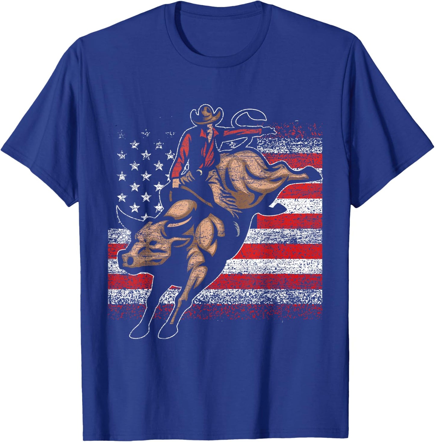 USA Bull Rider Cowboy T-Shirt - T-Shirt | Royal