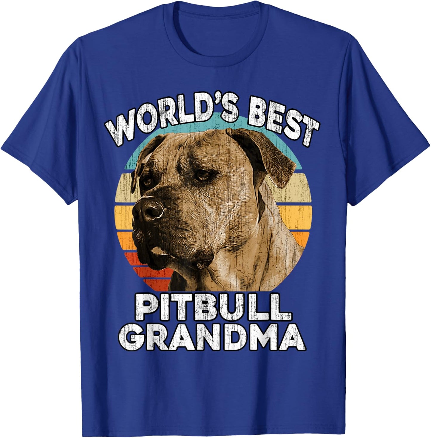 Pit bull Grandma Funny Worlds Best PitBull Grandma Vintage T-Shirt - T-Shirt | Royal