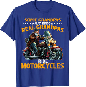 Some Grandpas Play Bingo Real Grandpas Ride Motorcycles Gift T-Shirt - T-Shirt | Royal
