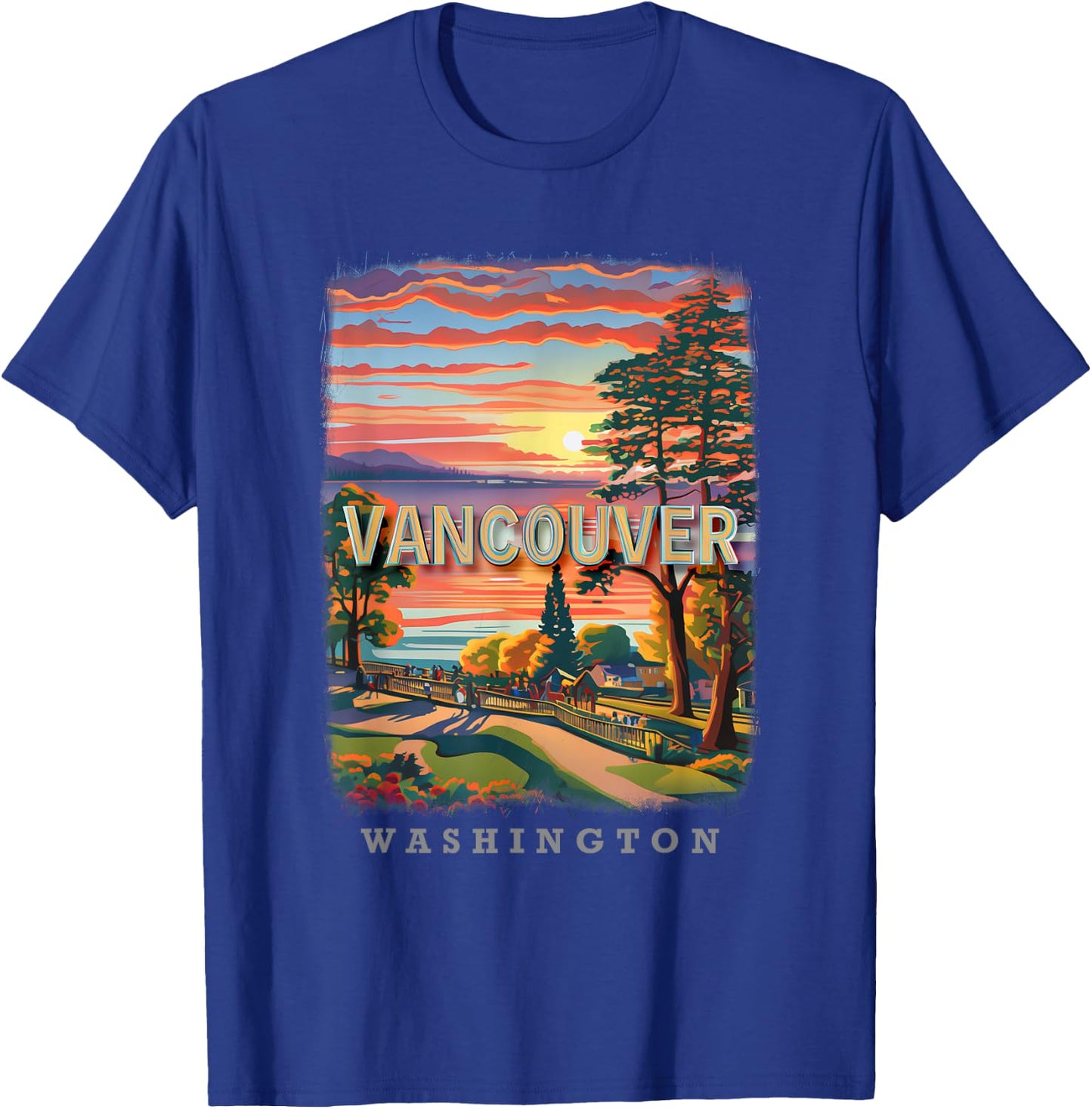Vancouver Washington WA Riverside Bliss SD646 T-Shirt - T-Shirt | Royal