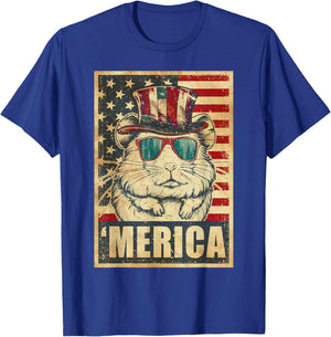 Hamster Merica Vintage American Flag 4th Of July Kids Men T-Shirt - T-Shirt | Royal