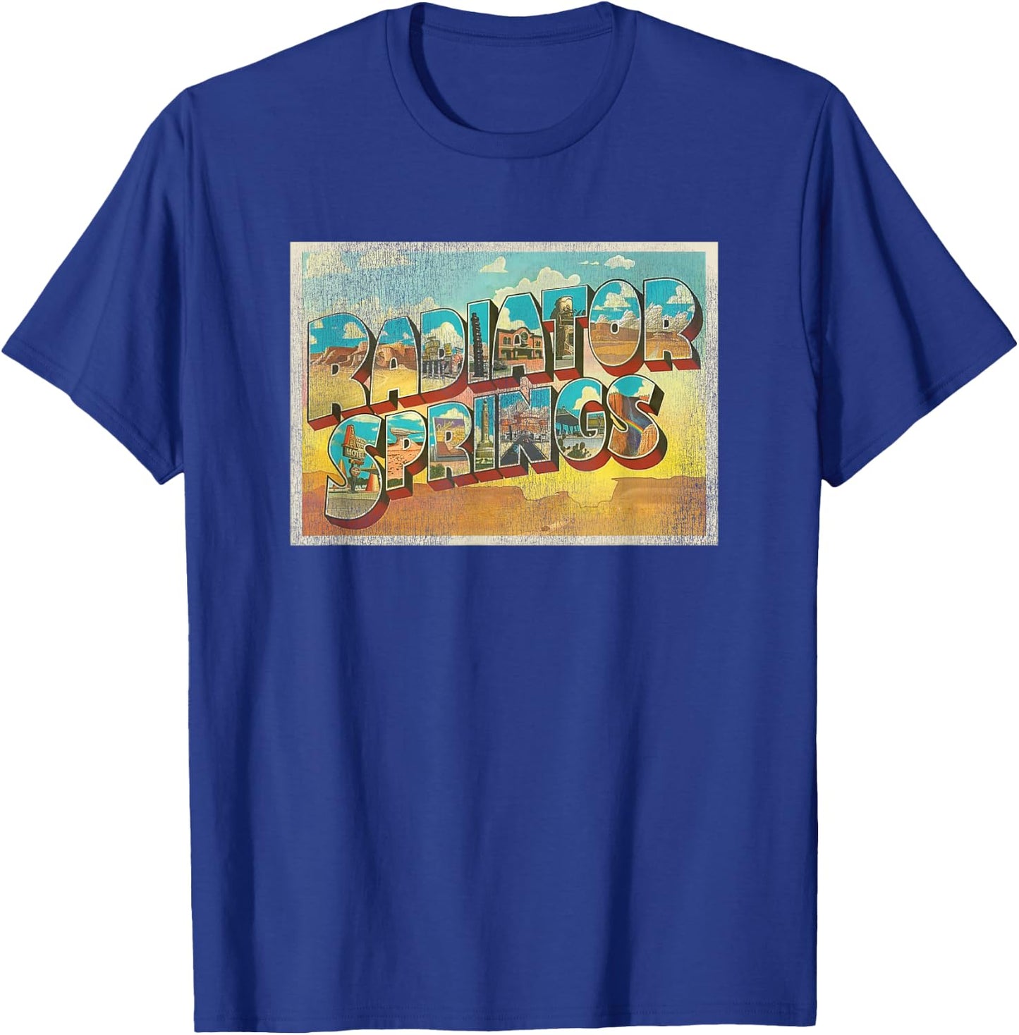 Disney Pixar Cars Radiator Springs Postcard T-Shirt - T-Shirt | Royal