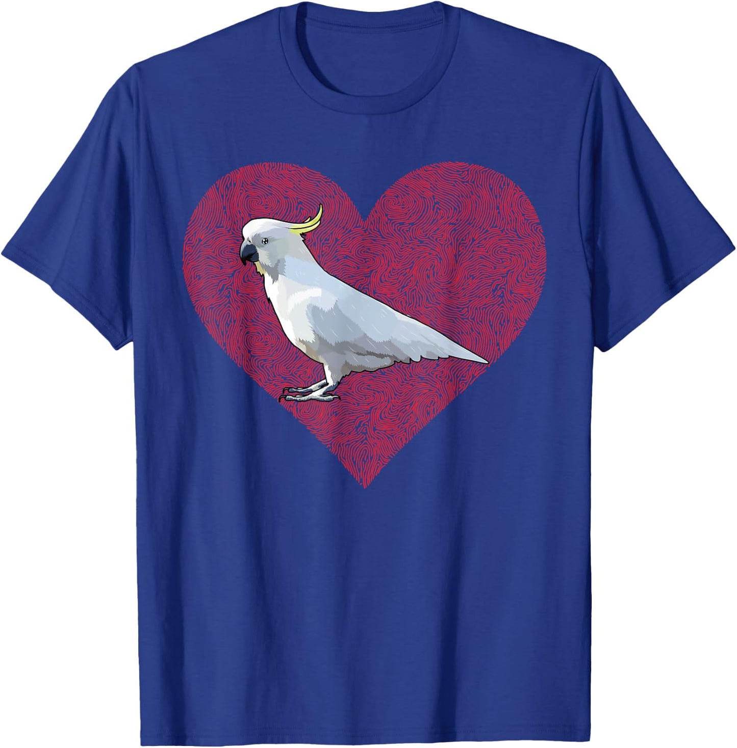 Cockatoo Valentines Day Bird Love Fingerprint T-Shirt - T-Shirt | Royal