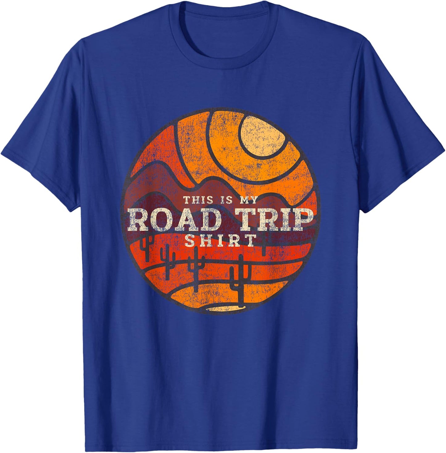 This Is My Road Trip Shirt Cactus Mountain Desert Sunset Art T-Shirt - T-Shirt | Royal