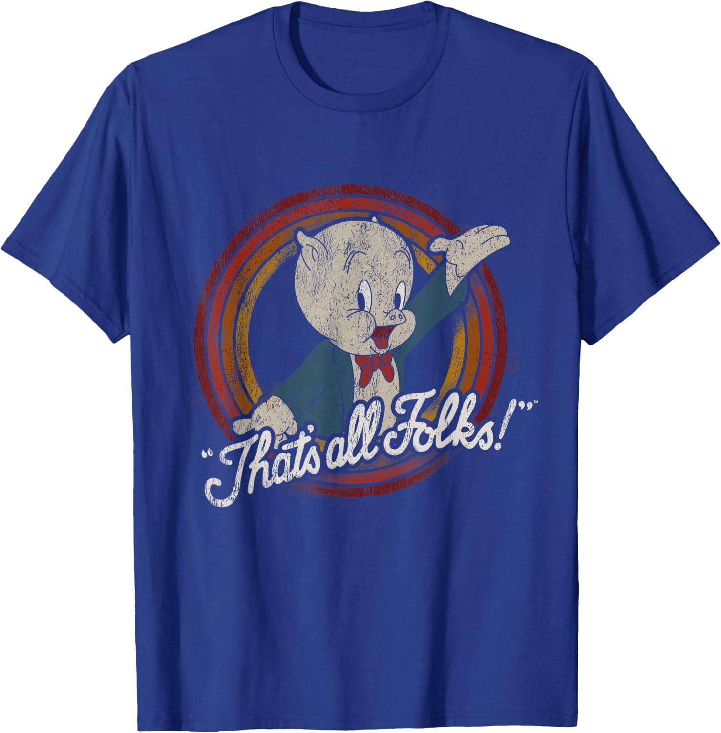 Looney Tunes Porky Pig That's All Folks Classic T-Shirt - T-Shirt | Royal