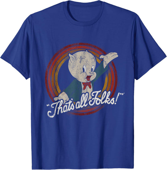 Looney Tunes Porky Pig That's All Folks Classic T-Shirt - T-Shirt | Royal