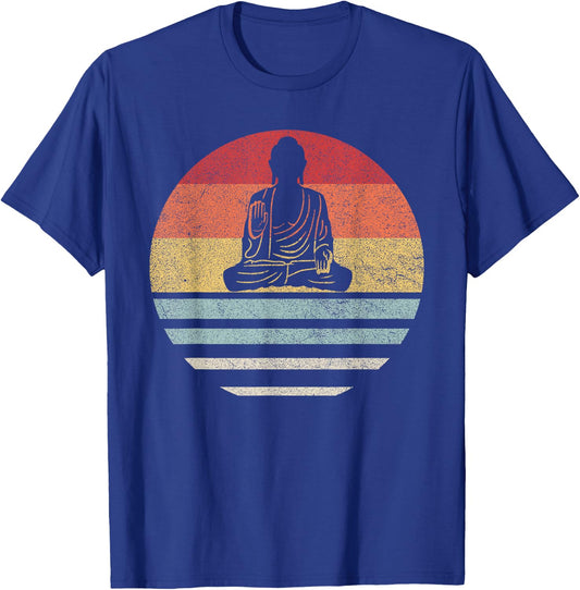 Vintage Retro Buddha Ying and Yang Zen Yoga T-Shirt - T-Shirt | Royal