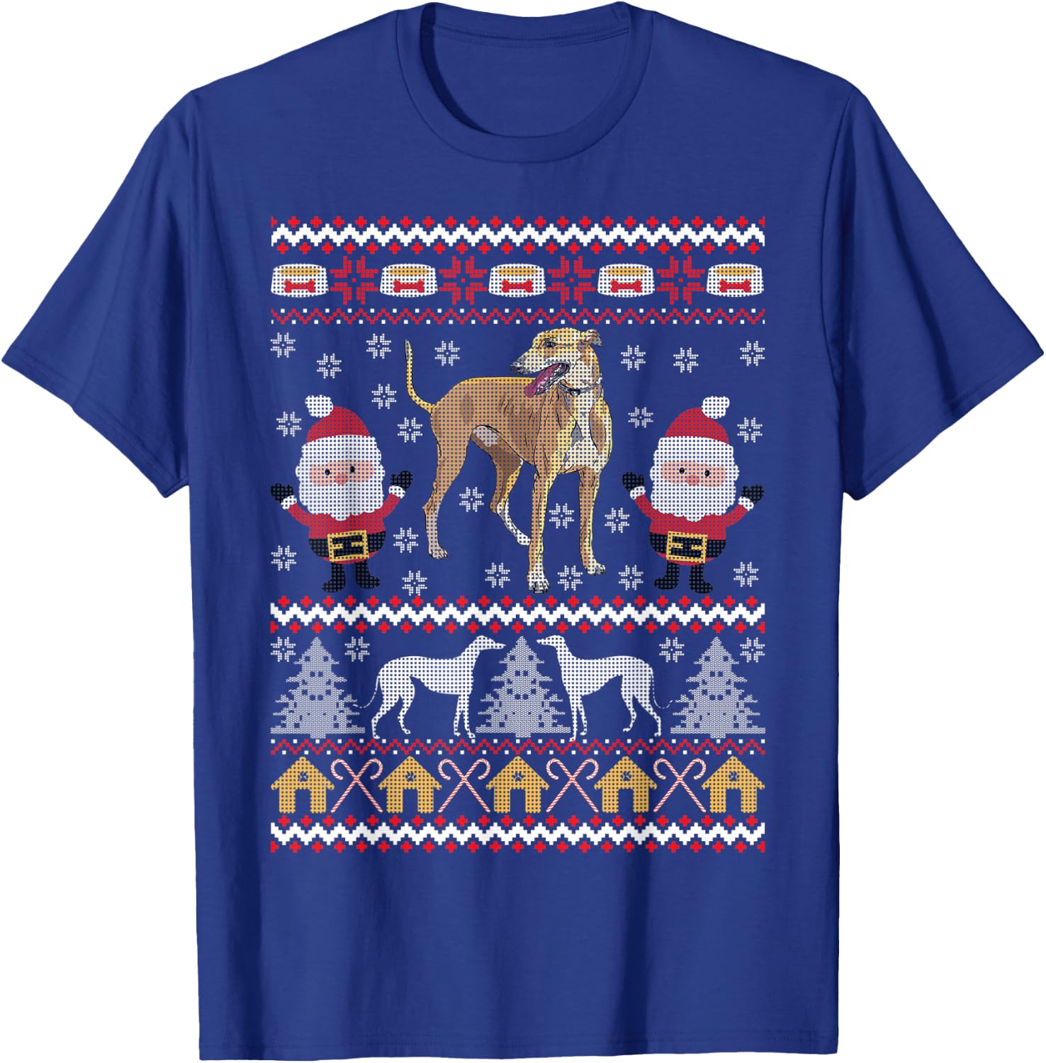 Greyhound Gifts Ugly Christmas Funny Dog Holiday Men Women Kids T-Shirt - T-Shirt | Royal