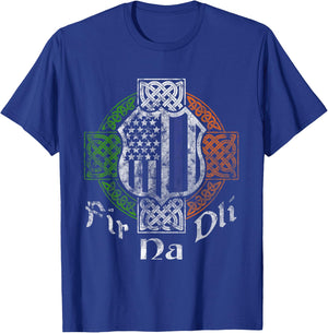 Thin Blue Line Shirt Fir Na Dli Celtic Cross Irish Police T-Shirt - T-Shirt | Royal