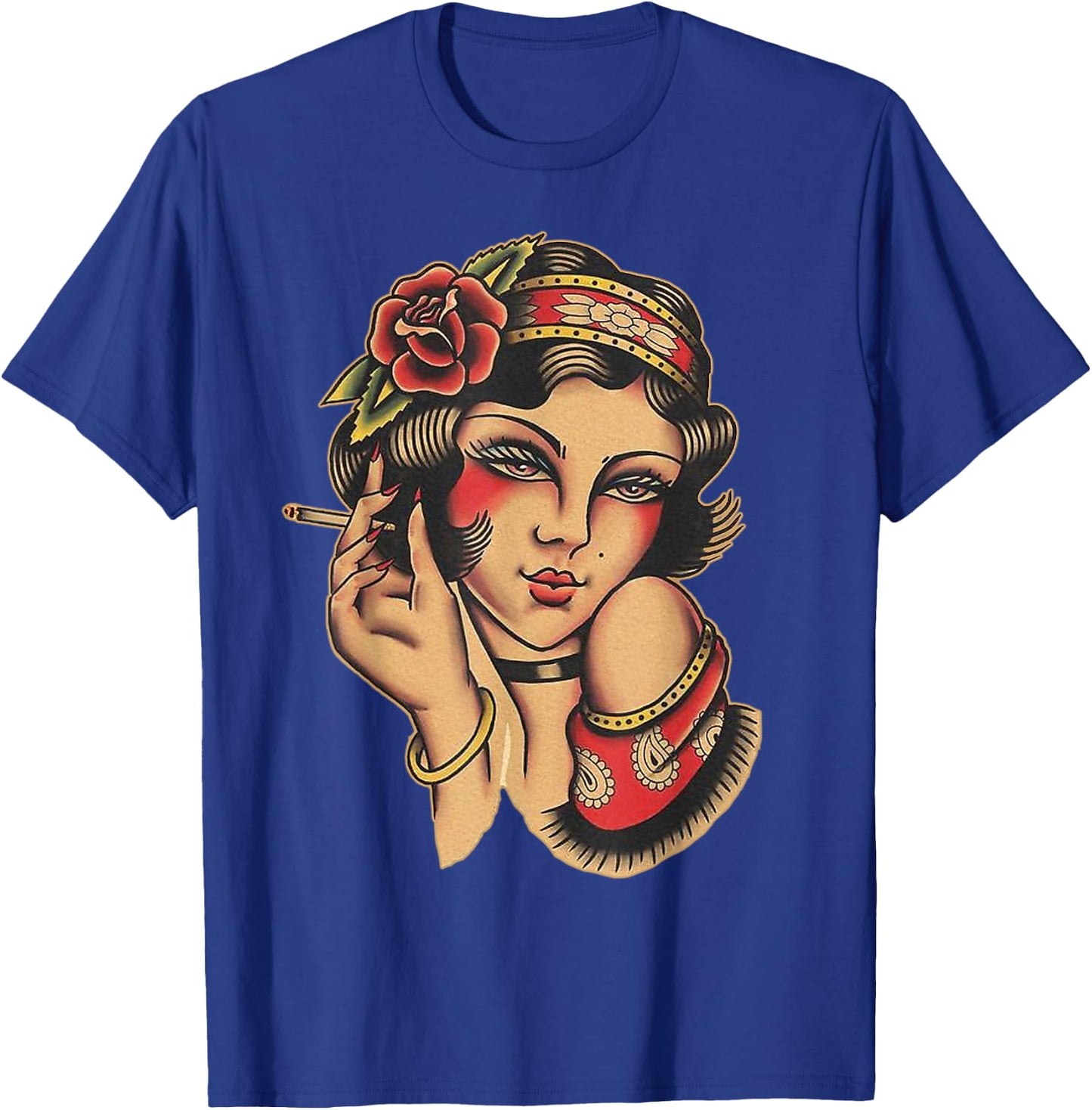 Pin-up Girl Traditional Tattoo Flash T-Shirt - T-Shirt | Royal