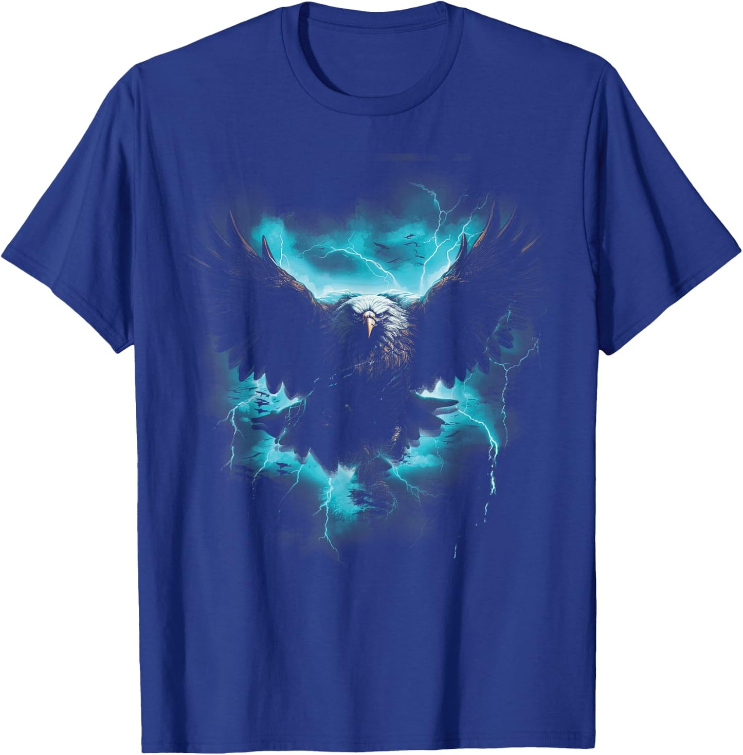 Bald eagle Bird Nature Usa Lightning T-Shirt - T-Shirt | Royal