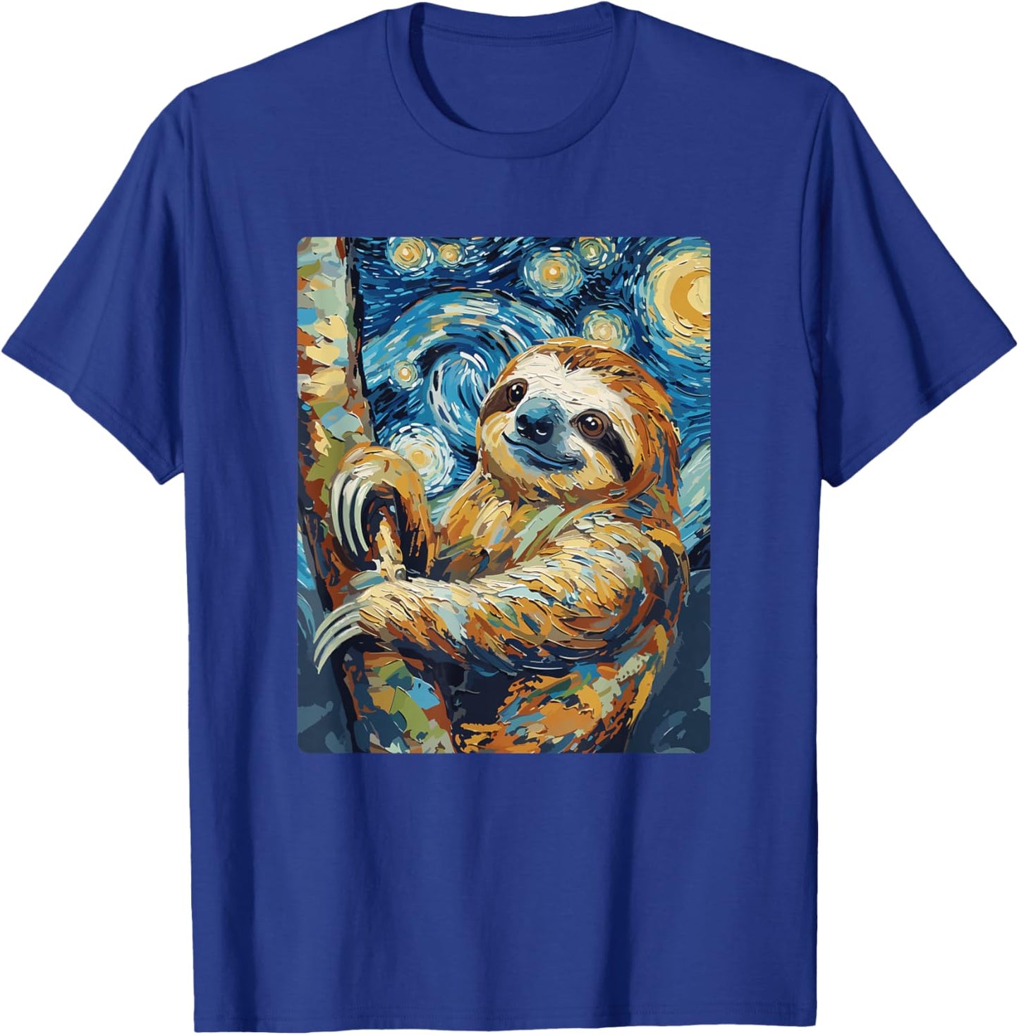 Art Funny Sloth Painting Artist Starry Night T-Shirt - T-Shirt | Royal