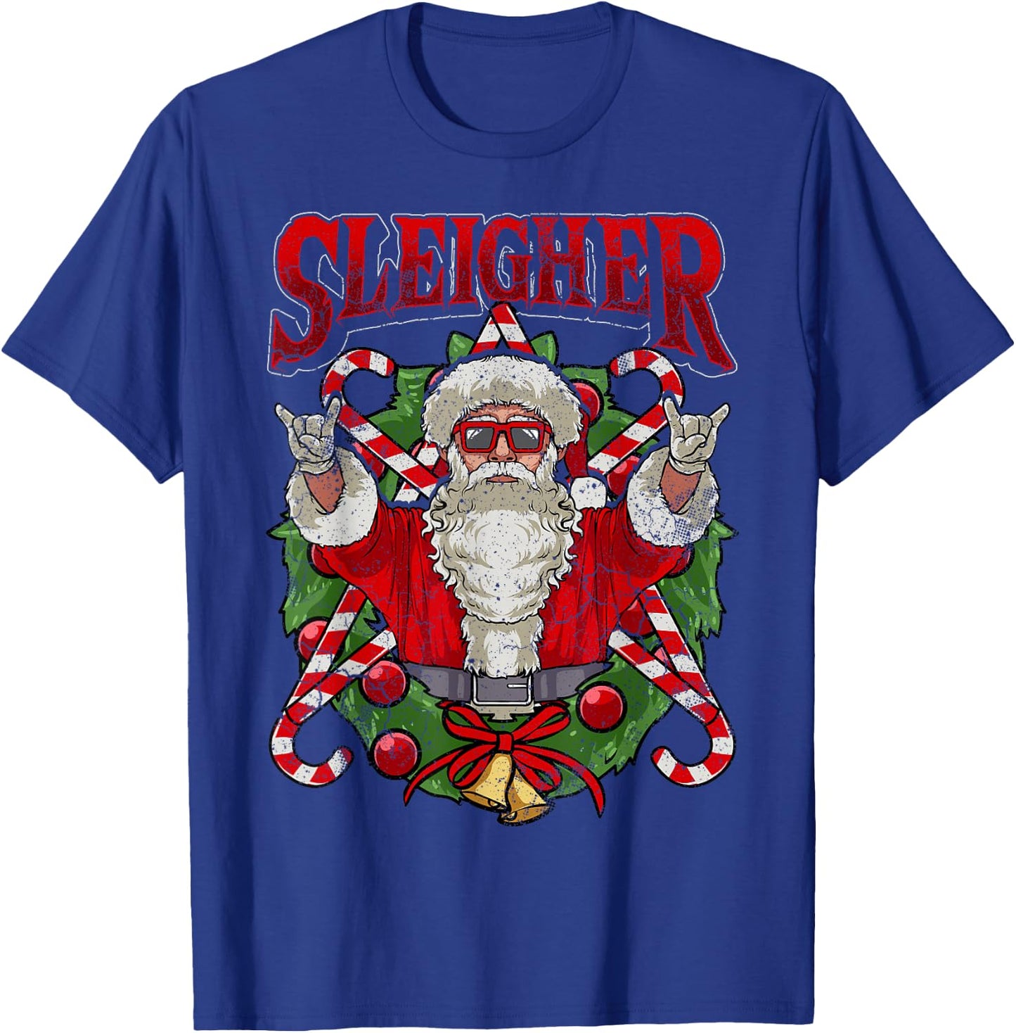 Sleigher Christmas Santa Claus Rock Metal Music Men Dad Teen T-Shirt - T-Shirt | Royal