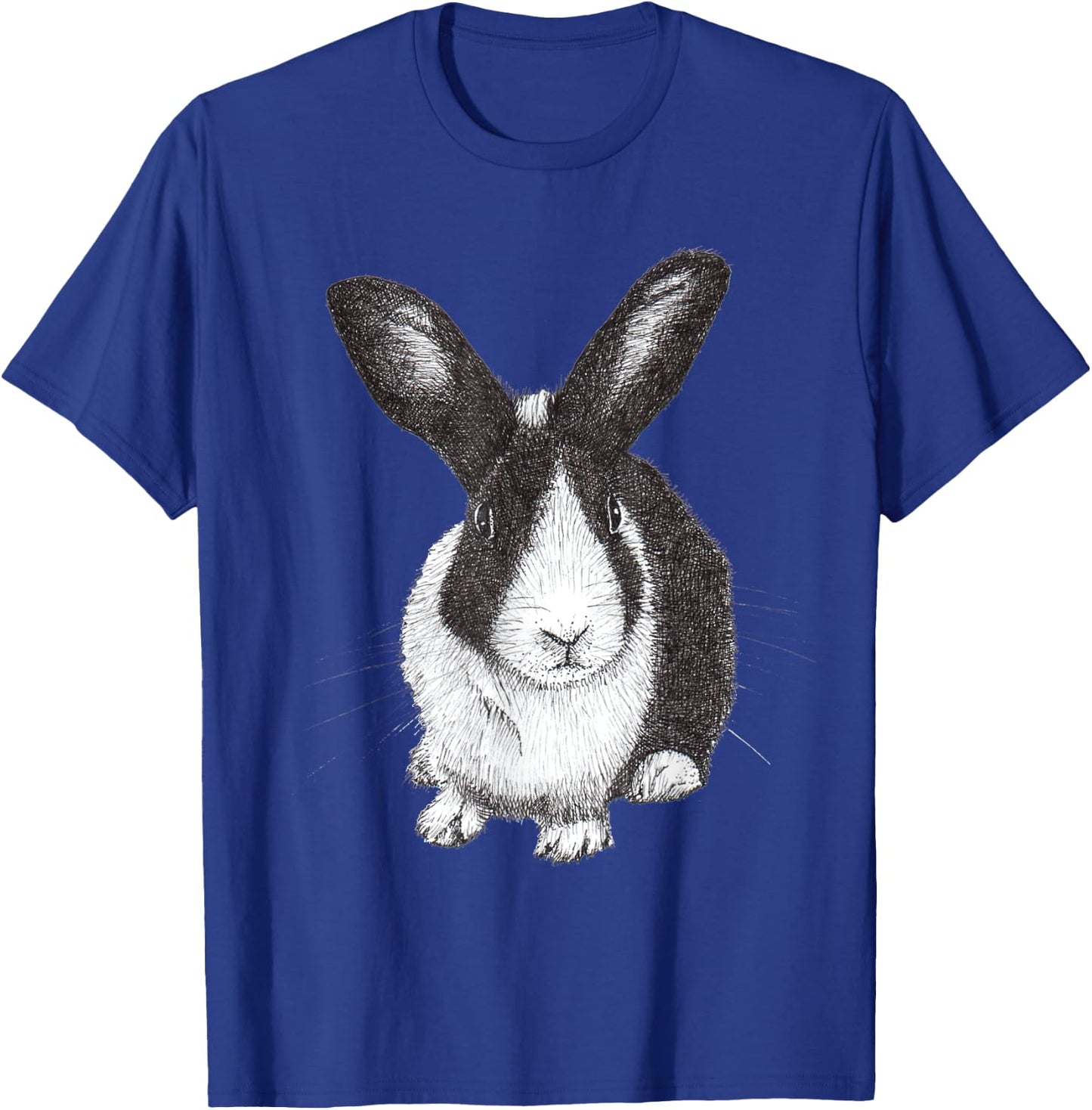 ChescaMade Dutch Bunny Rabbit Drawing - Women's Grey Rabbit Themed - Small - Classic Fit - Short Sleeve - Cotton, Polyester - Unique Rabbit Drawing Graphic T-Shirt - T-Shirt | Royal