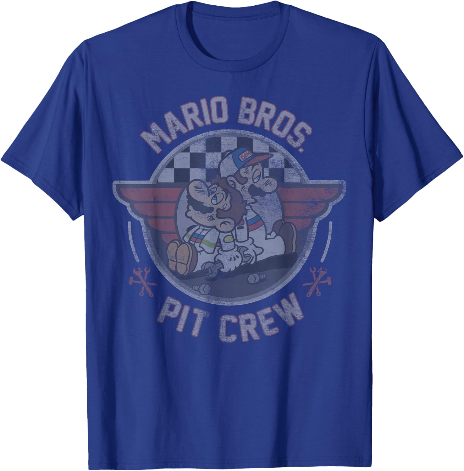 Mario Kart Mario & Luigi Mario Bros. Pit Crew Fade T-Shirt - T-Shirt | Royal