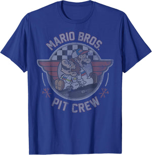 Mario Kart Mario & Luigi Mario Bros. Pit Crew Fade T-Shirt - T-Shirt | Royal