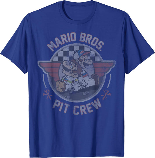 Mario Kart Mario & Luigi Mario Bros. Pit Crew Fade T-Shirt - T-Shirt | Royal