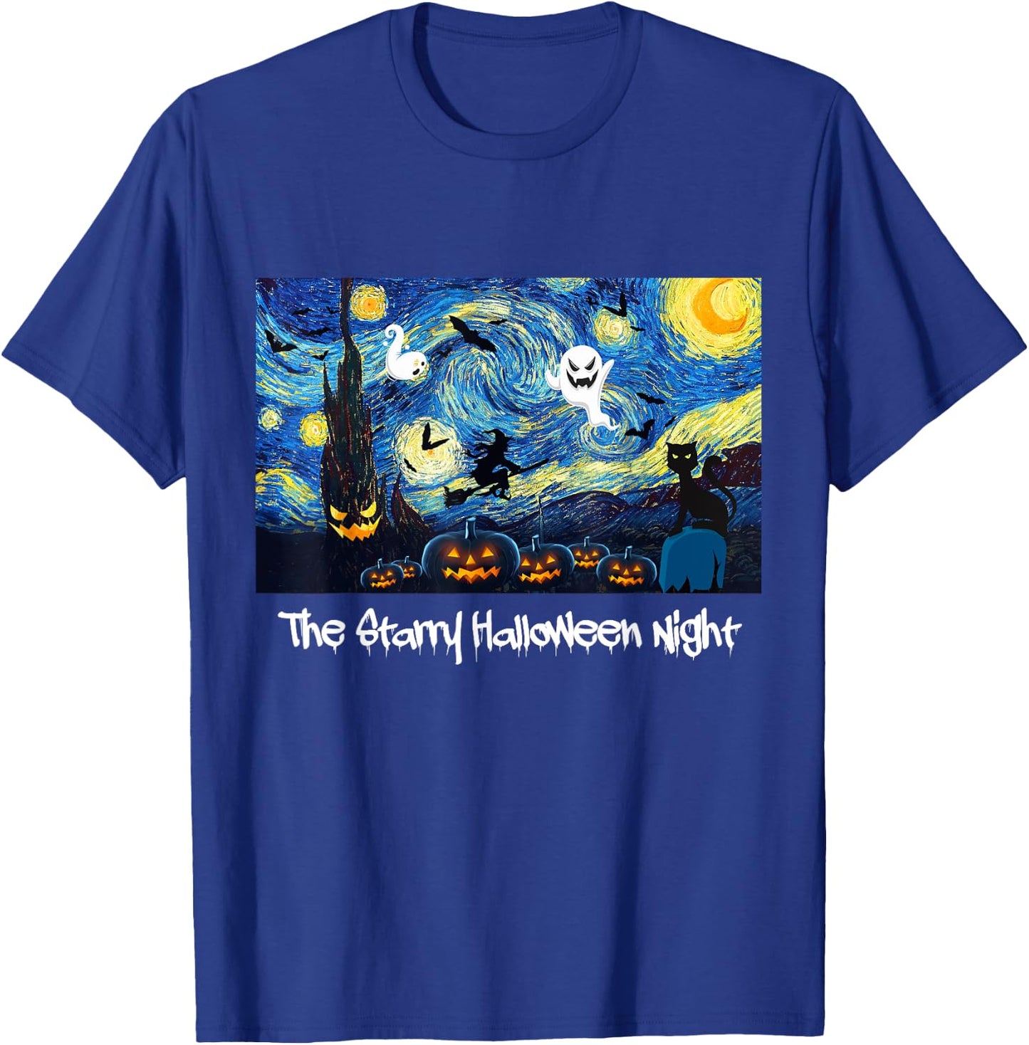 Cool Sarcastic Vincent Van Gogh The Starry Halloween Night T-Shirt - T-Shirt | Royal
