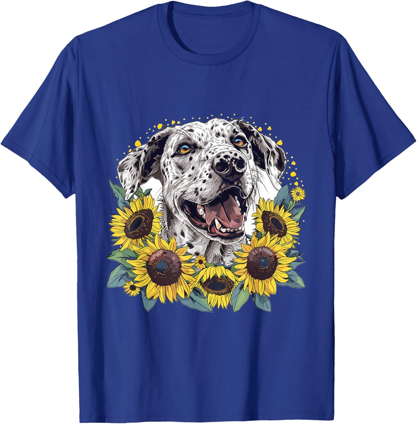 Catahoula Leopard Dog Dog Breed Graphic Sunflowers Men Women Kids T-Shirt - T-Shirt | Royal