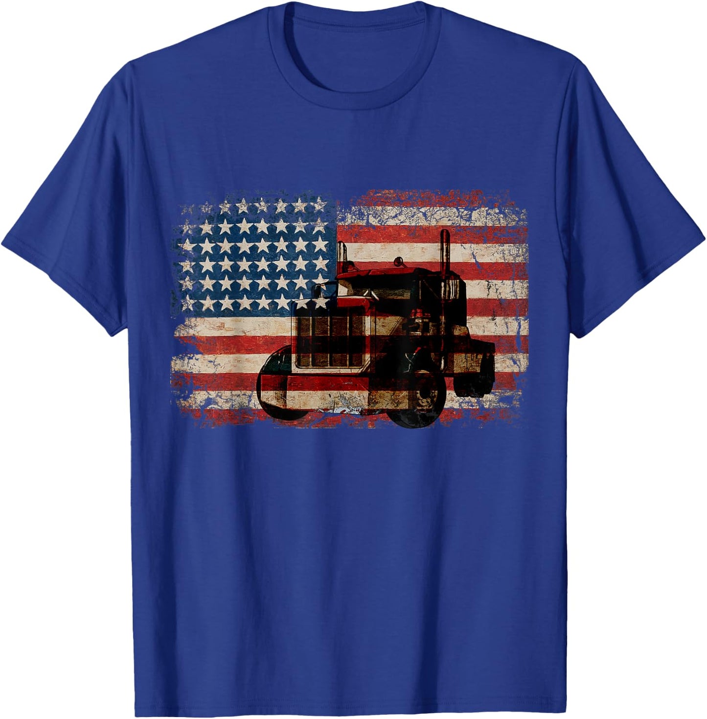 Truck Driver American Flag Trucker Gift Semi Truck T-Shirt - T-Shirt | Royal