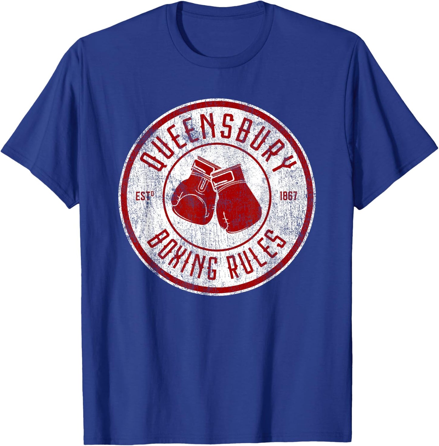 Distressed Queensbury Boxing Rules - Vintage Boxing T-Shirt - T-Shirt | Royal