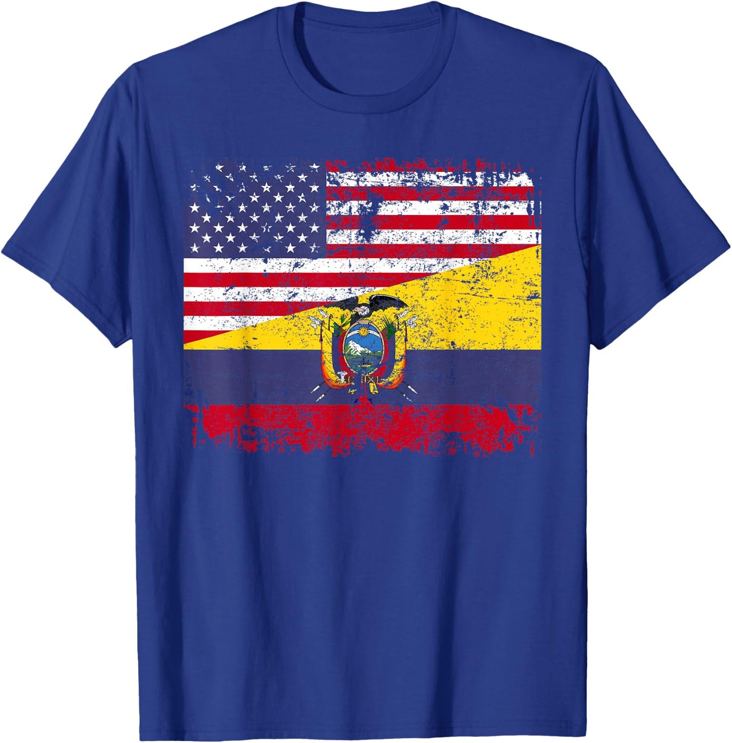 Ecuadorian Roots | Half American Flag | USA Ecuador Flag T-Shirt - T-Shirt | Royal