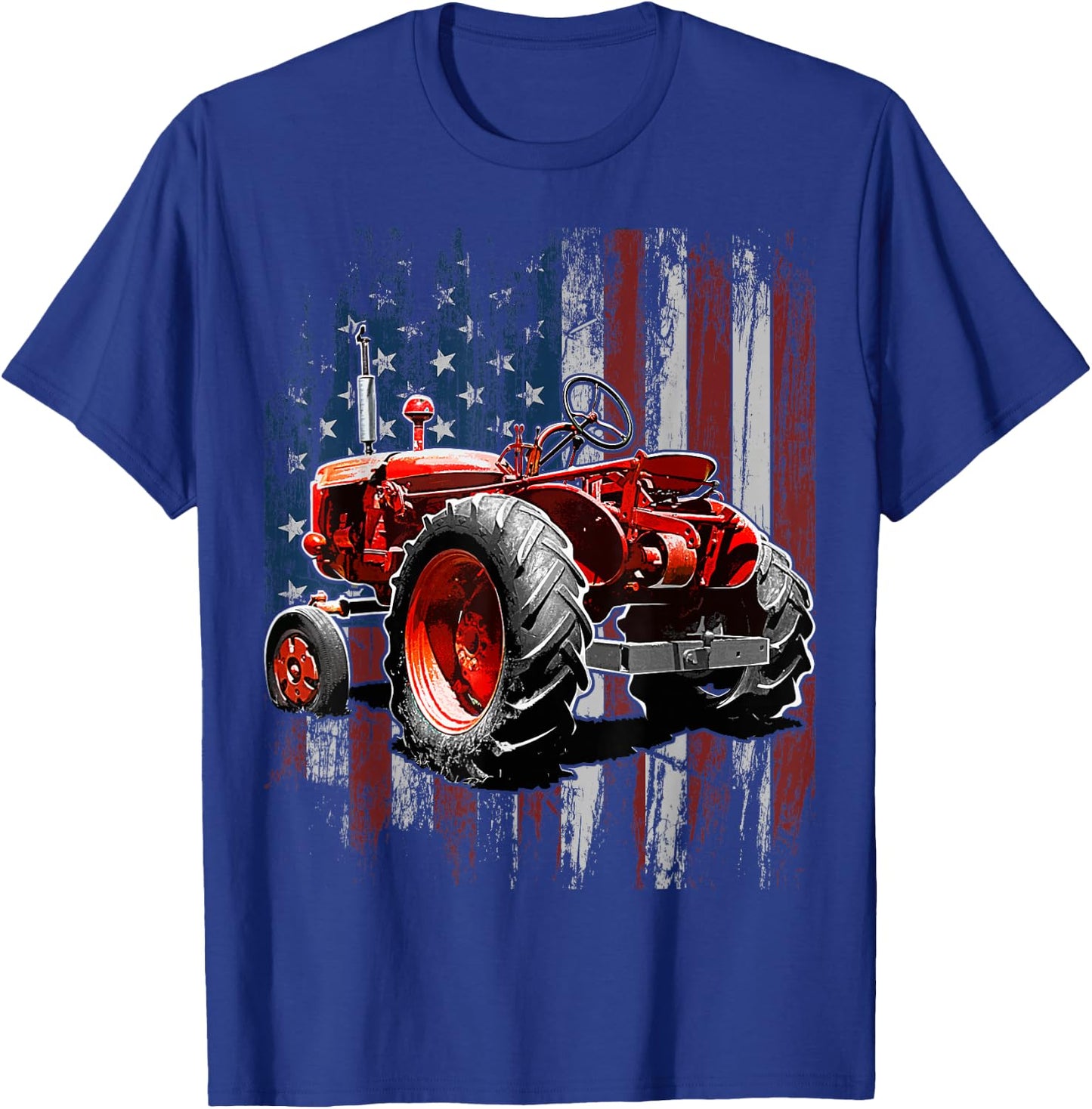 Patriotic Tractor American Flag Tractor Farmer Farm Gift Men Small T-Shirt - T-Shirt | Royal