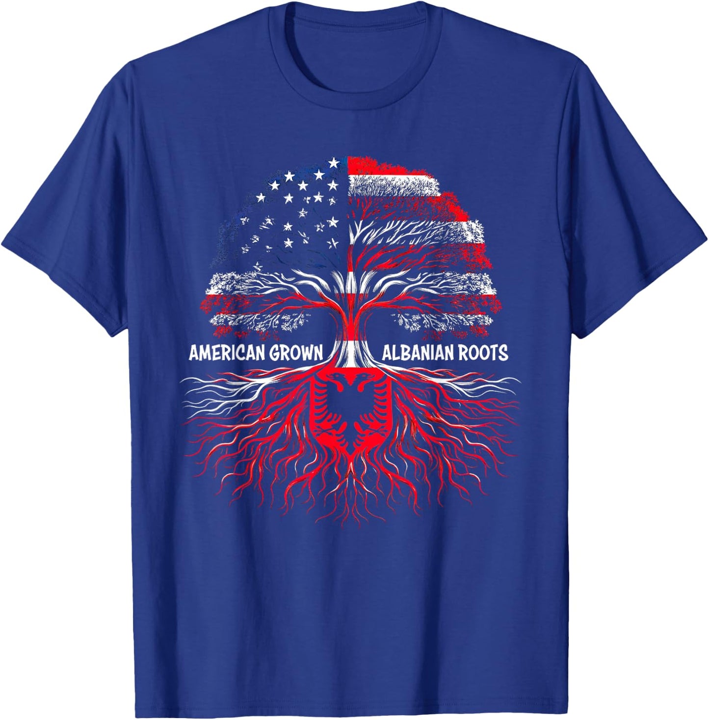 American Grown Albanian Roots Kosovo flag proud Albanian T-Shirt - T-Shirt | Royal