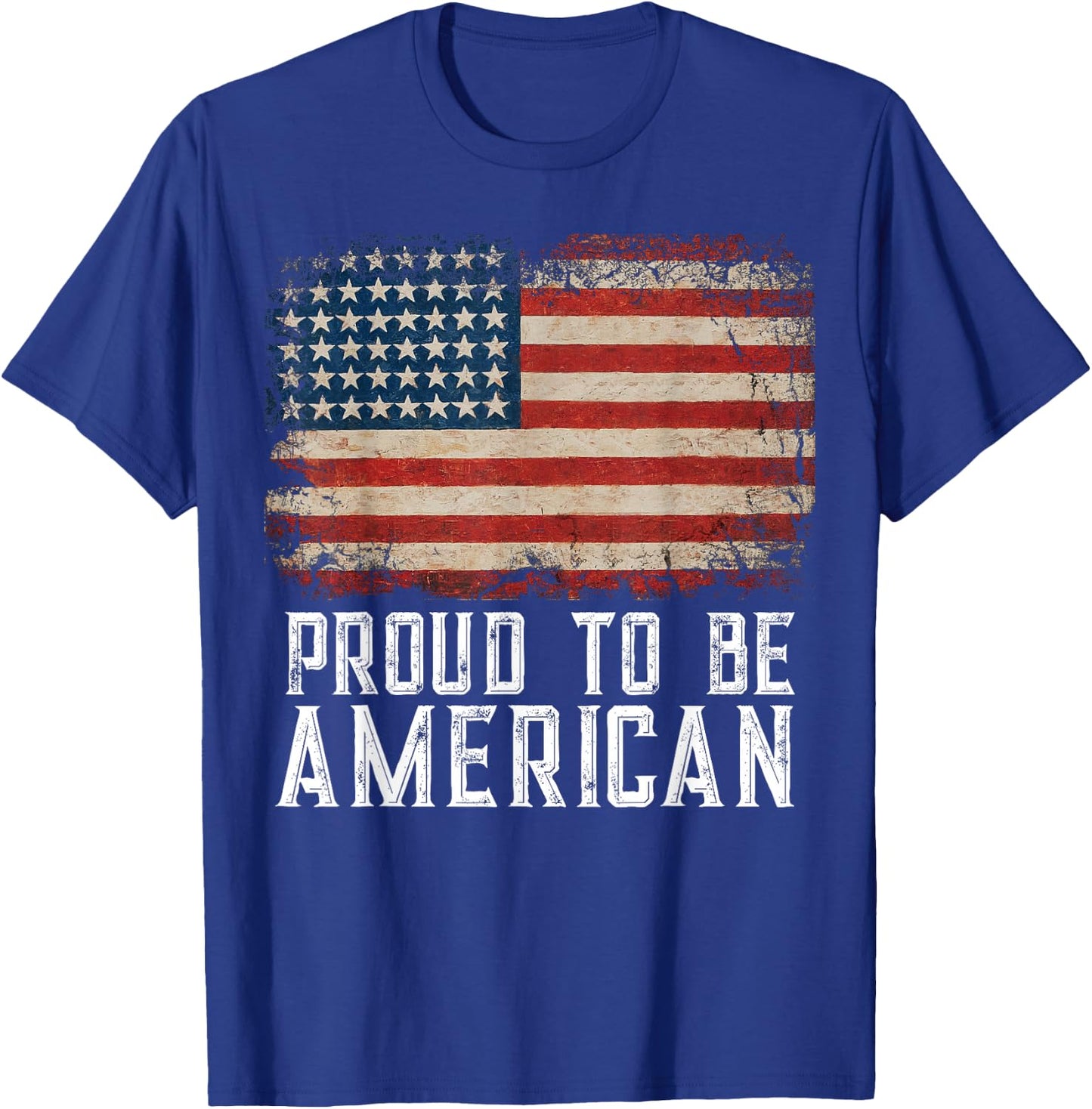 Patriotic USA Flag Proud to Be American Citizen Veteran T-Shirt - T-Shirt | Royal