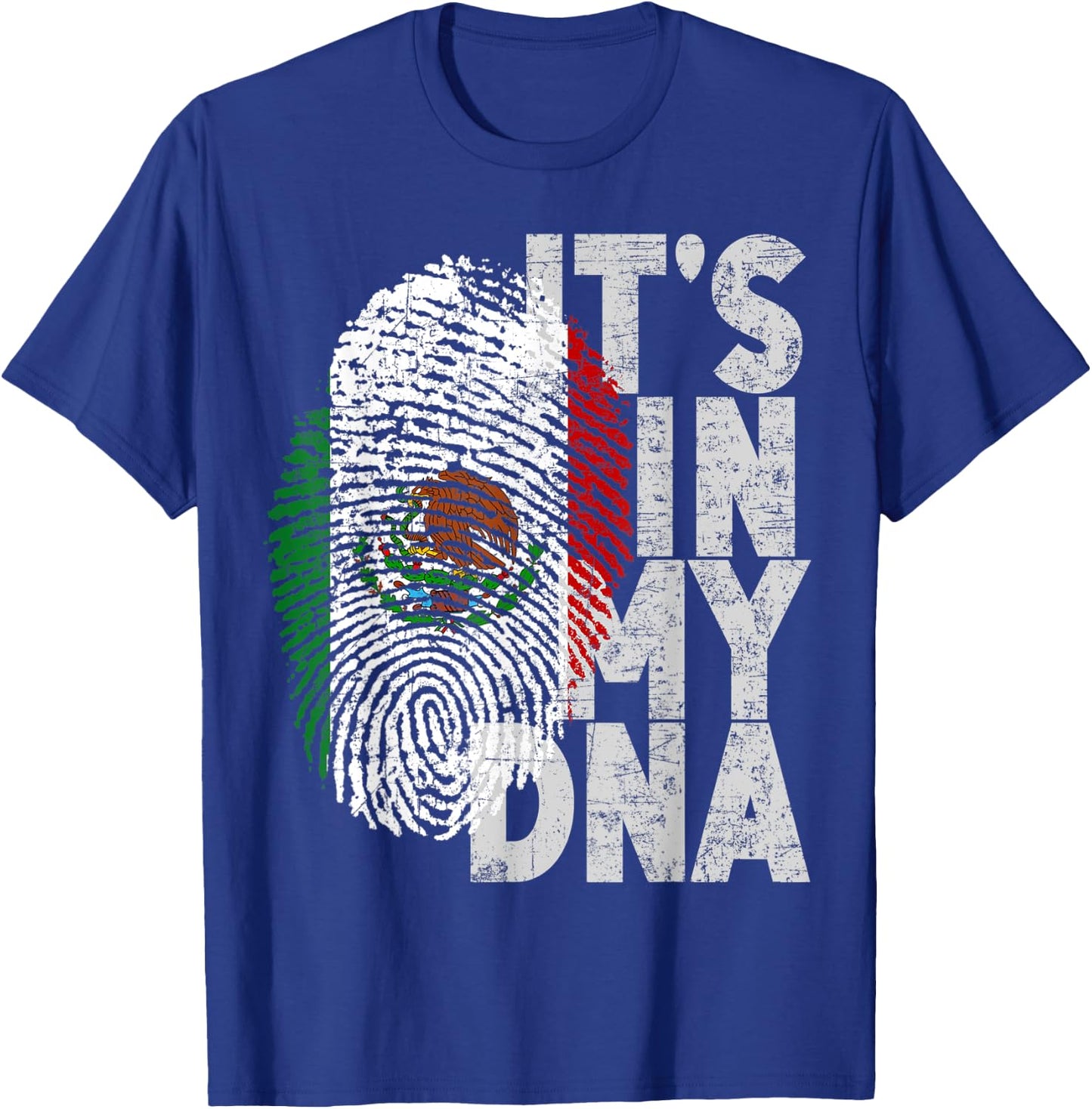 Mexico Mexican It's In My DNA Hispanic Flag Fingerprint T-Shirt - T-Shirt | Royal