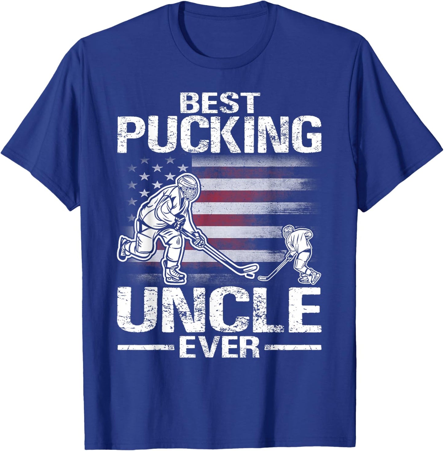 Best Pucking Uncle Ever Hockey Father's Day Gift T-Shirt - T-Shirt | Royal