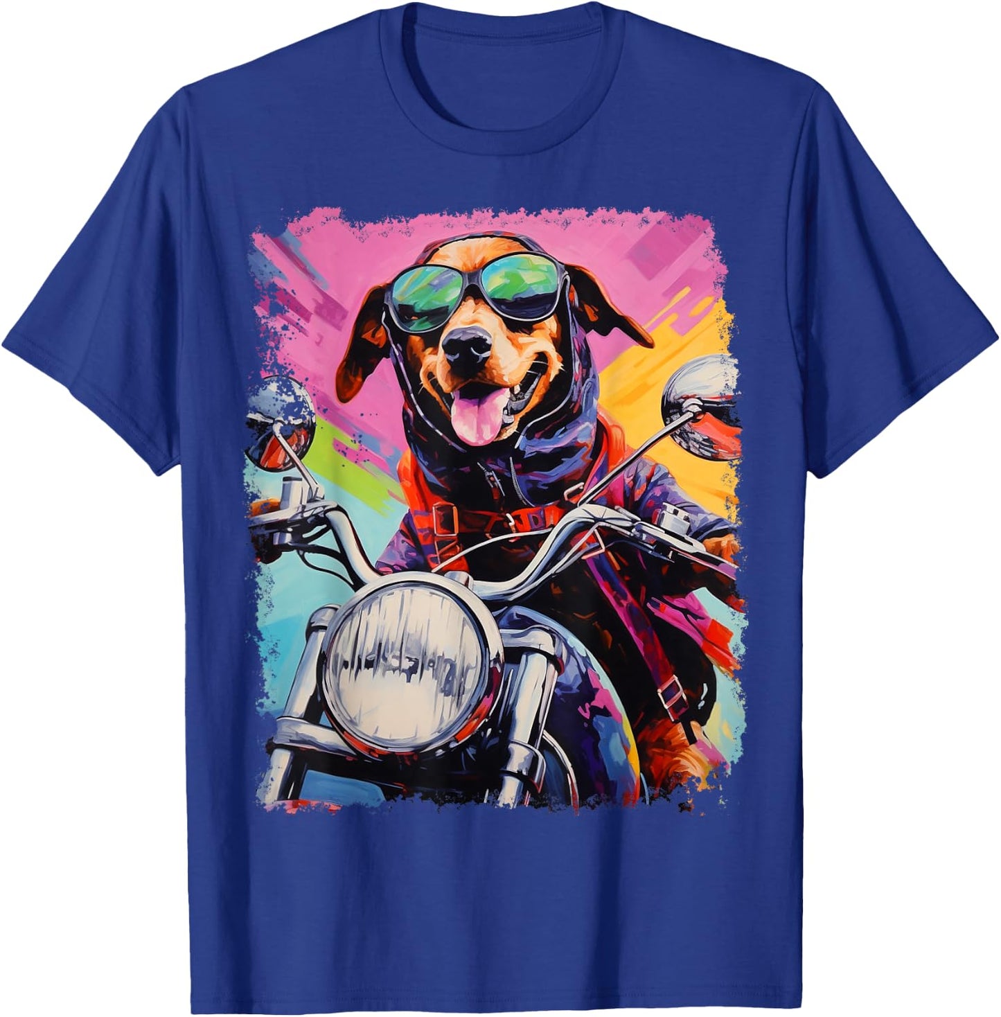 Motorbike Gear Dog on Motorcycle T-Shirt - T-Shirt | Royal