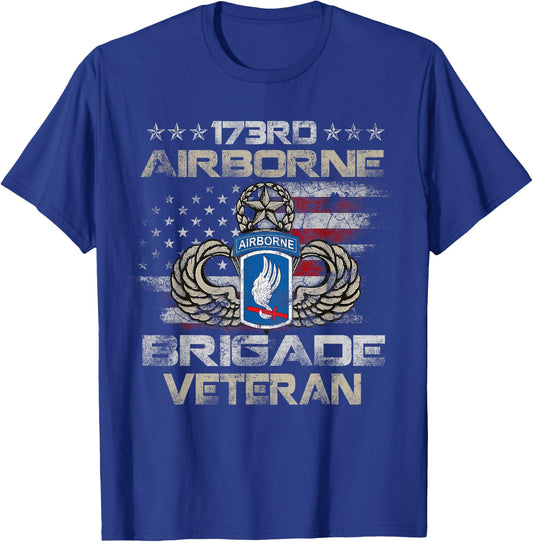 173rd Airborne Brigade Veteran Flag US Airborne Paratrooper T-Shirt - T-Shirt | Royal