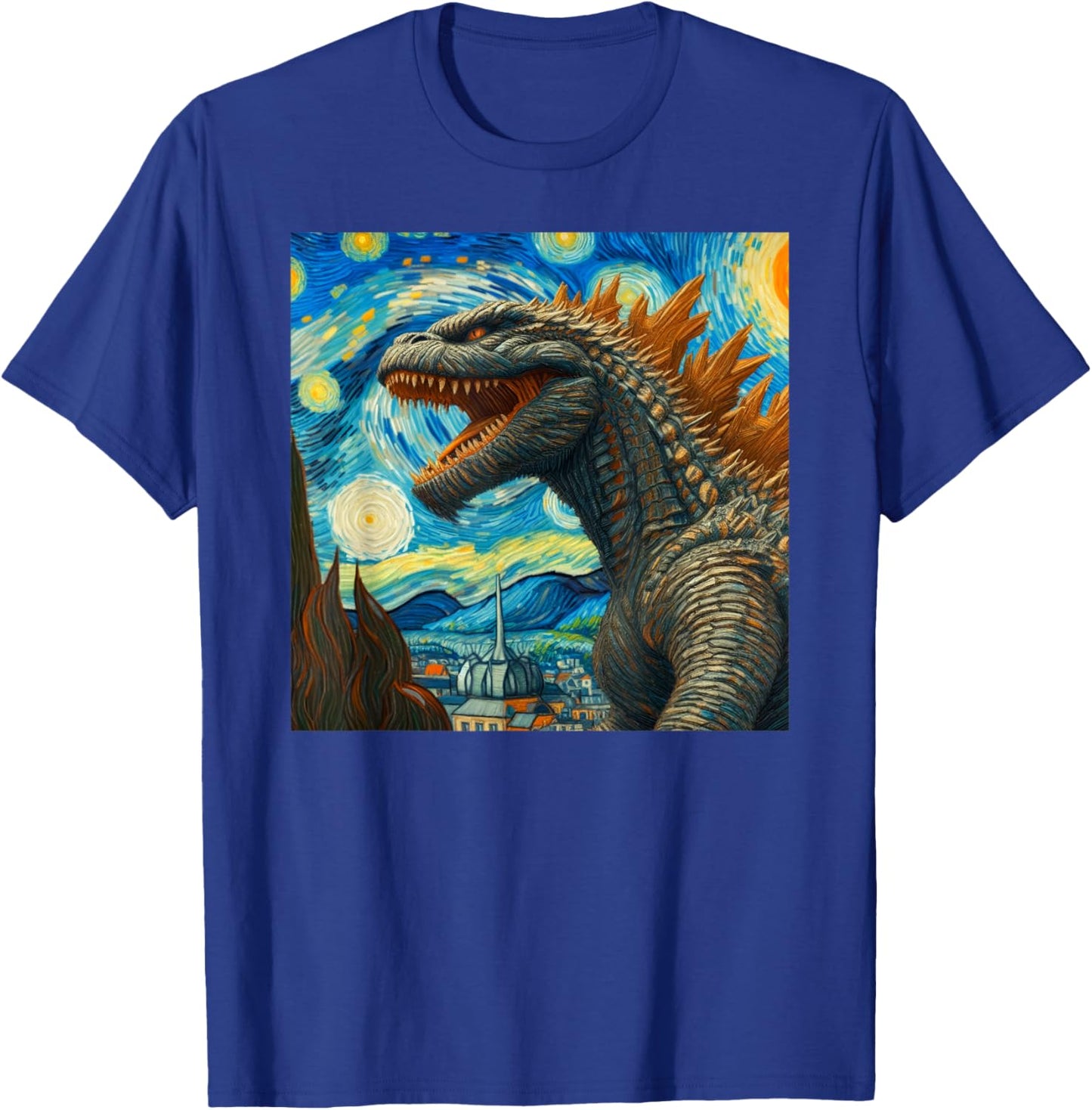Vintage Japanese Monster Kaiju Van Gogh Starry Night T-Shirt - T-Shirt | Royal