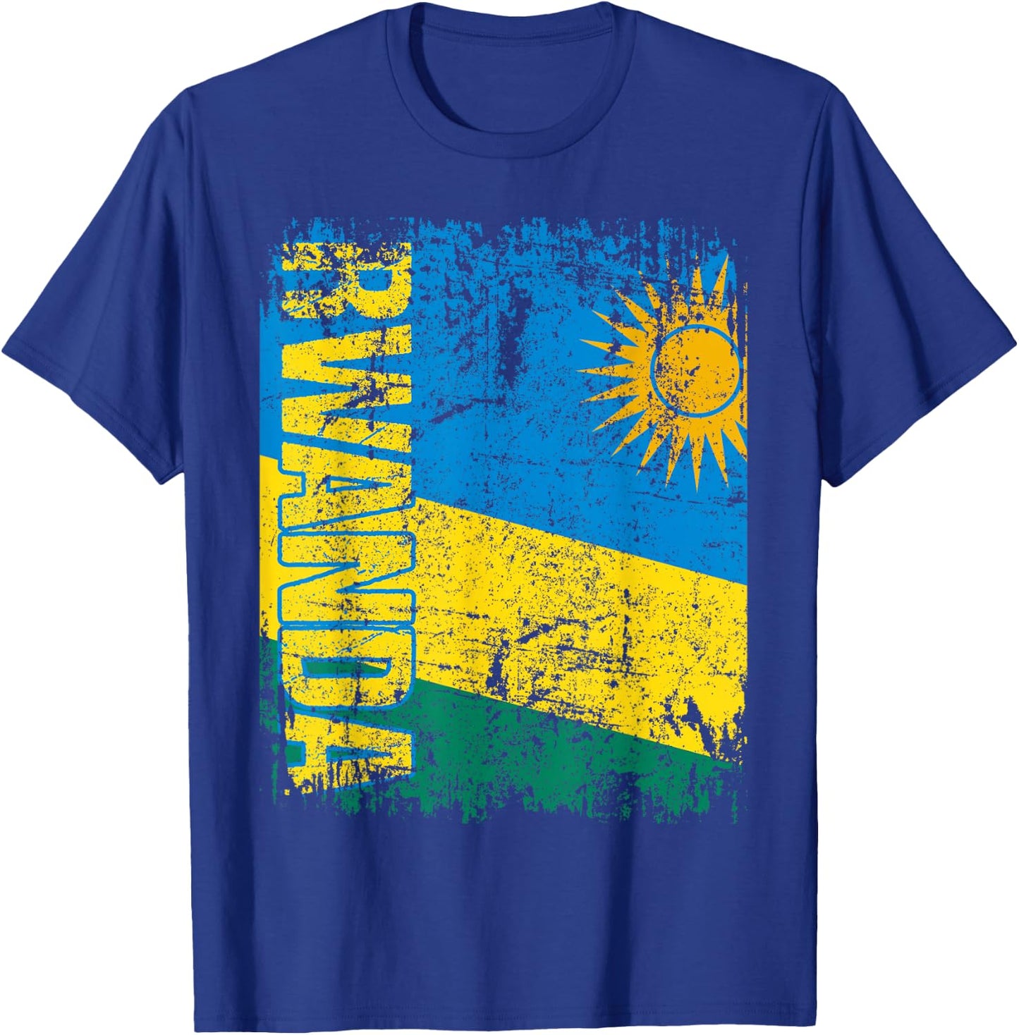 RWANDA Flag Vintage Distressed RWANDA T-Shirt - T-Shirt | Royal