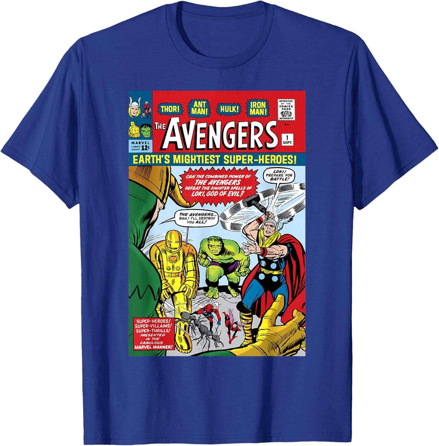 Marvel Avengers First Issue Comic Cover Small T-Shirt - T-Shirt | Royal