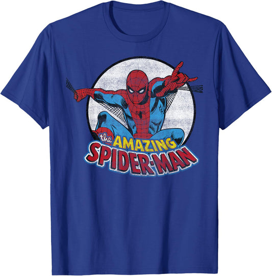 Marvel Amazing Spider-Man Vintage Circle Portrait Logo T-Shirt - T-Shirt | Royal