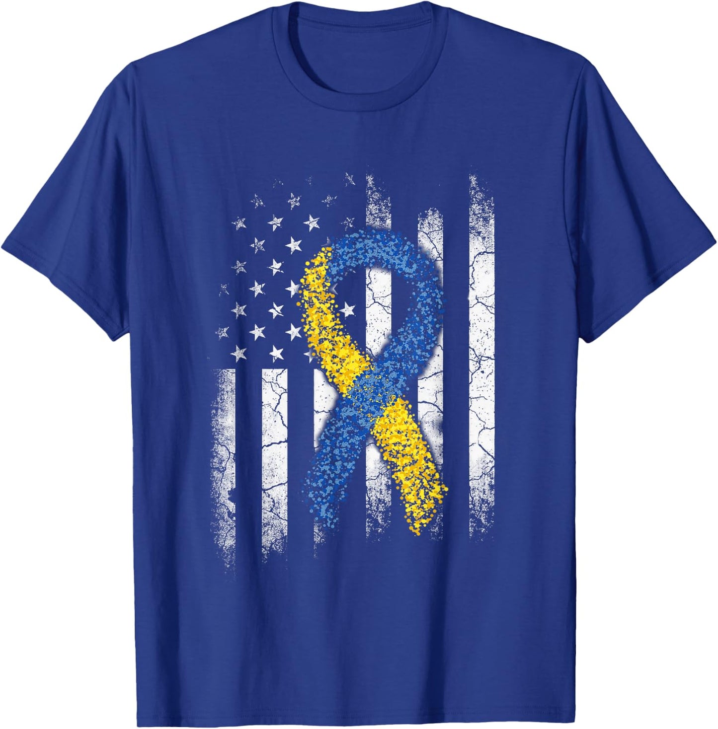 Down Syndrome Awareness US Flag Shirt Dad Mom Down Syndrome T-Shirt - T-Shirt | Royal