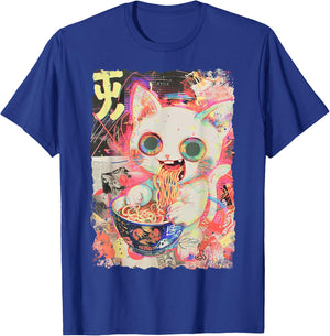 Ramen Noodles Cat Japan Y2K Kawaii Retro Cats Manga Anime T-Shirt - T-Shirt | Royal