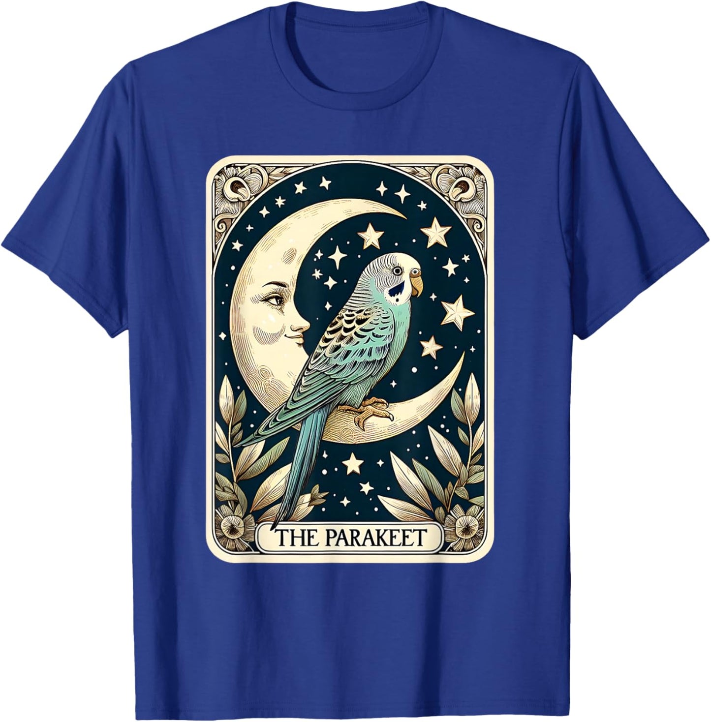 Cute Parakeet Tarot Card Star with the Moon Men Women Kids T-Shirt - T-Shirt | Royal