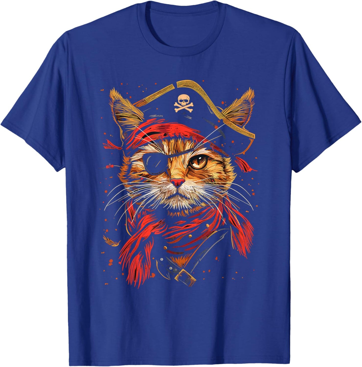 Pirate Cat Funny Halloween Kitten T-Shirt - T-Shirt | Royal