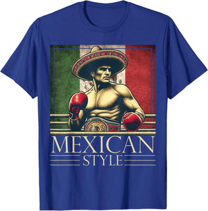 Boxing Mexico Mexican Vintage Style Boxing flag Mexico T-Shirt - T-Shirt | Royal