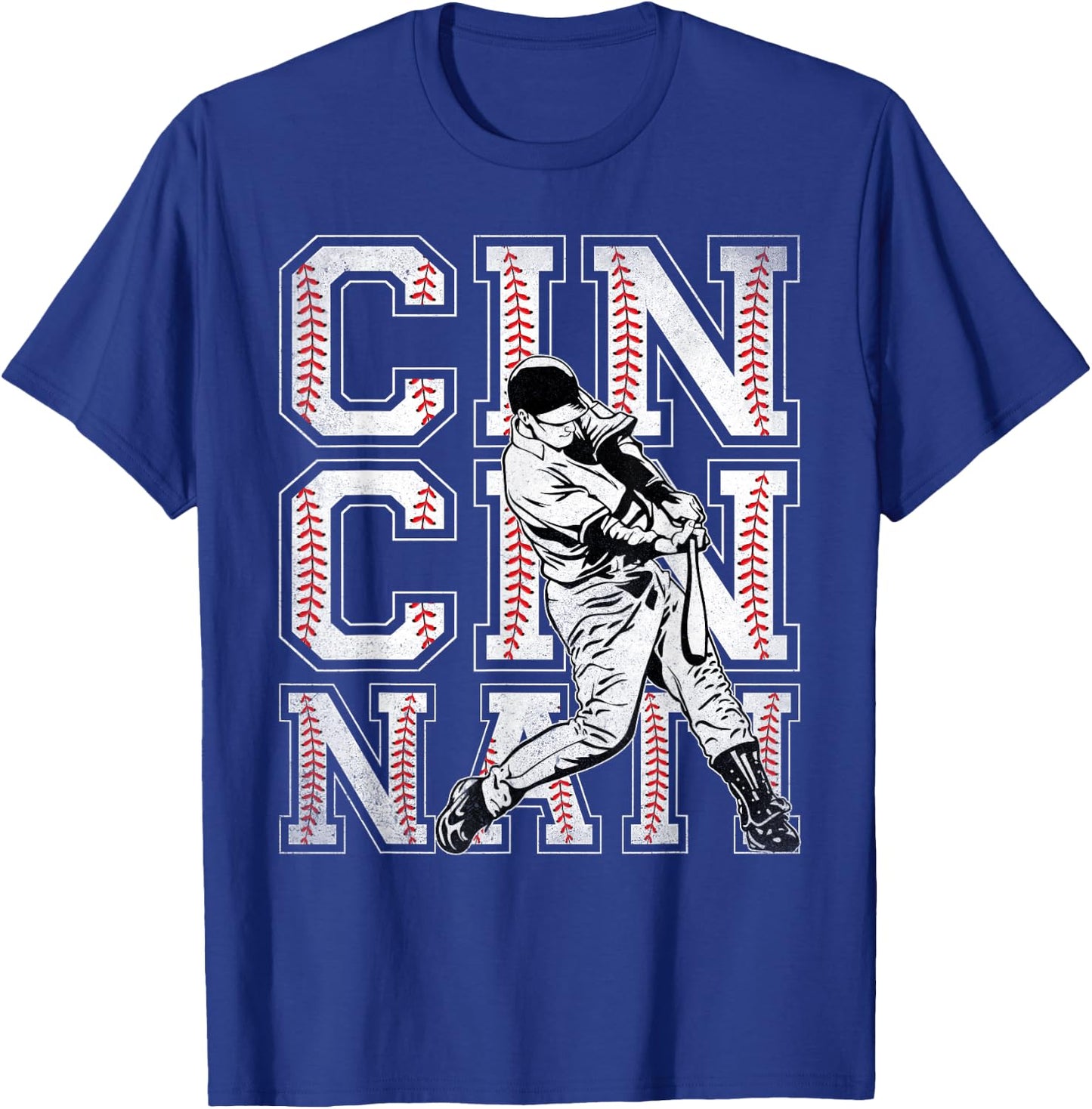 Retro Cincinnati American Flag Distressed Baseball Fans Kids Men T-Shirt - T-Shirt | Royal