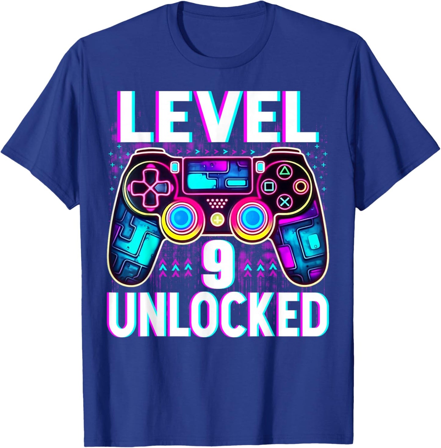 Level 9 Unlocked Shirt Funny Video Gamer Geek 9th Birthday T-Shirt - T-Shirt | Royal