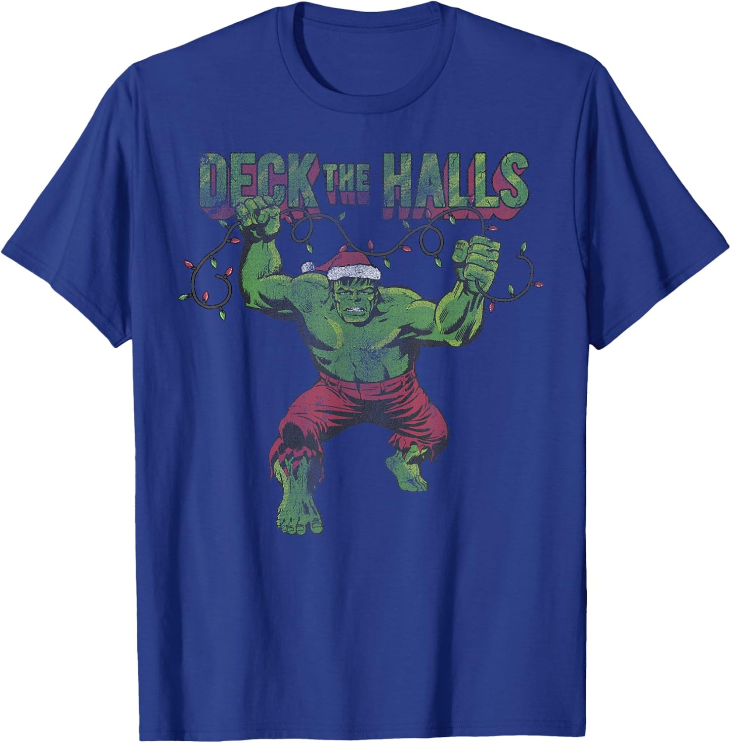 Marvel Christmas Hulk Deck The Halls Portrait T-Shirt - T-Shirt | Royal